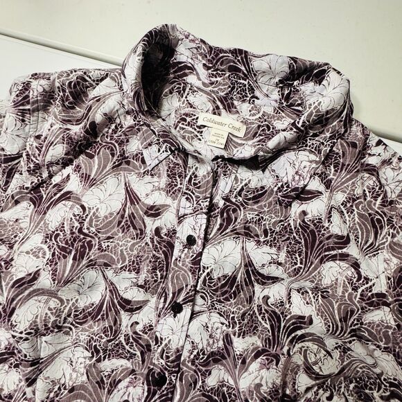 COLDWATER CREEK Women’s Plus 2X Purple Floral Cotton Blend Shirt Blouse No iron - Picture 3 of 10
